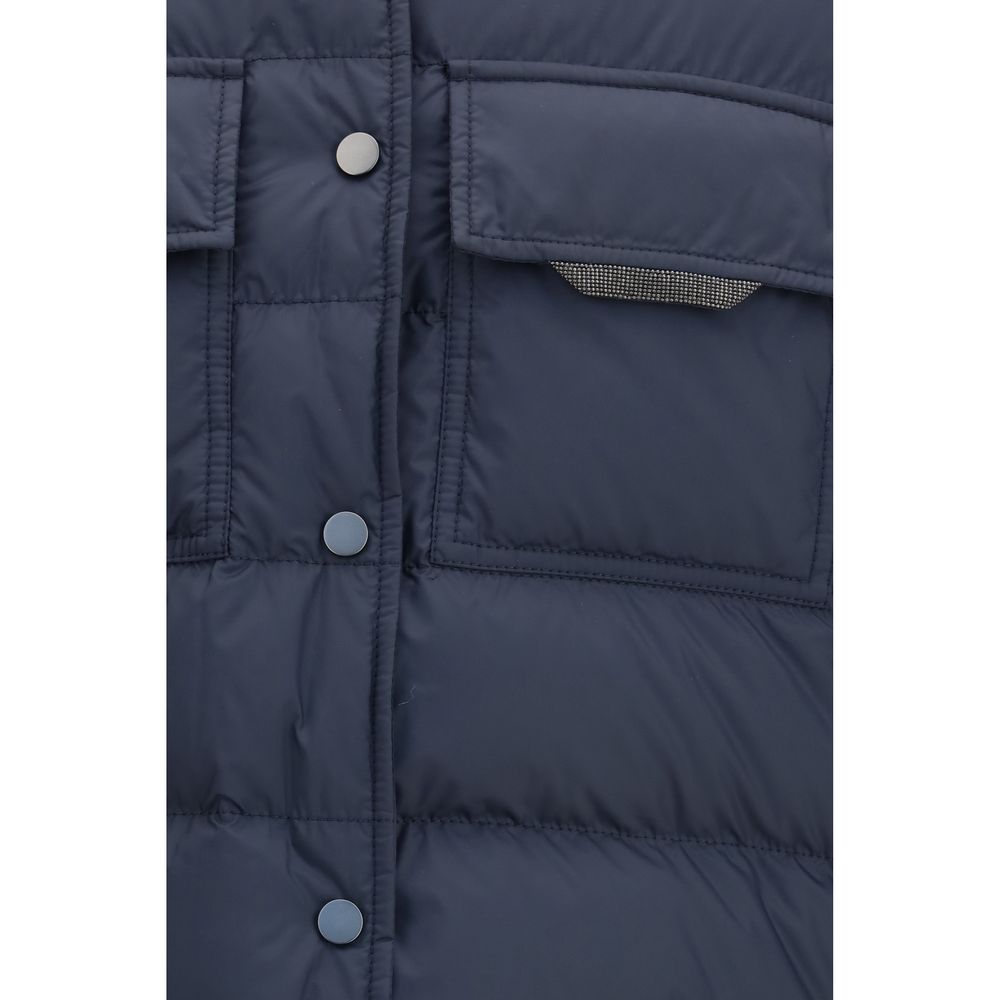 Brunello Cucinelli Blue Polyester Jacket - immagine 3