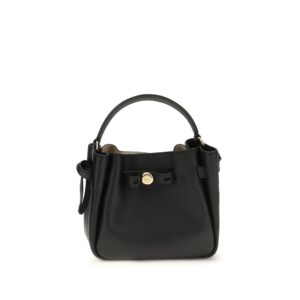 Tory Burch Black Calf Leather Bos Taurus Backet Bag
