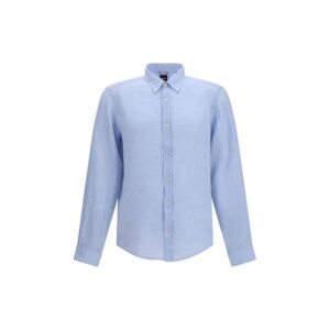 Hugo Boss Black Blue Linen Dress Shirt