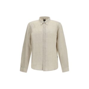 Hugo Boss Black Beige Linen Dress Shirt