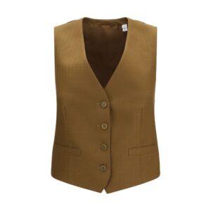 Burberry Brown Wool Oves Aries Sleeveless Jacket