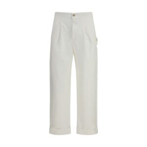 Umit Benan White Cotton Casual Pants