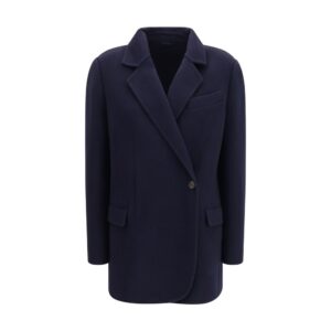 Brunello Cucinelli Blue Wool Oves Aries Full-Length Jacket