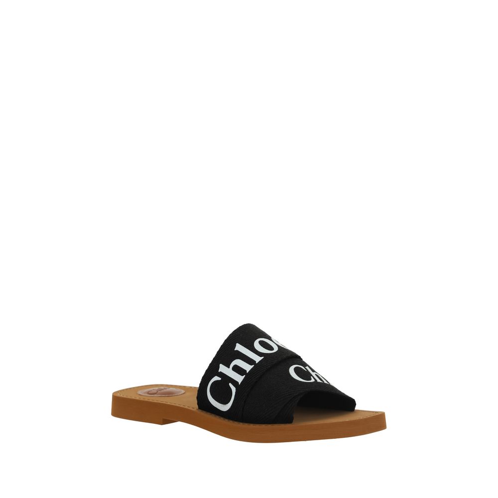 Chloé Black Cotton Flat Sandals - immagine 2