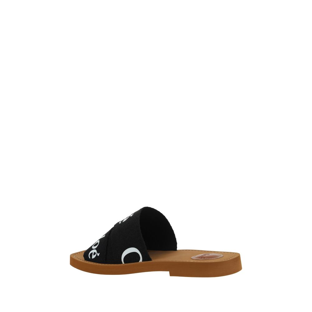 Chloé Black Cotton Flat Sandals - immagine 3
