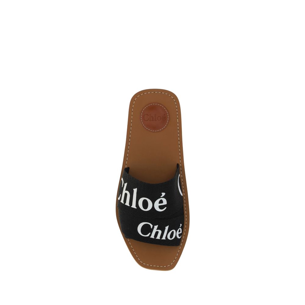 Chloé Black Cotton Flat Sandals - immagine 4