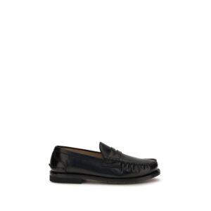 Premiata Black Calf Leather Bos Taurus Slip-On Loafers