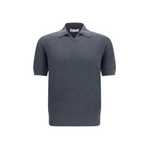 Brunello Cucinelli Gray Cotton Polo Shirt