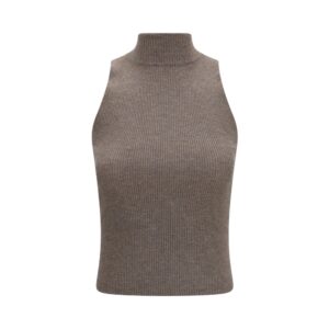 Brunello Cucinelli Brown Cashmere Sleeveles Sweater