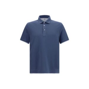 Brunello Cucinelli Blue Cotton Polo Shirt