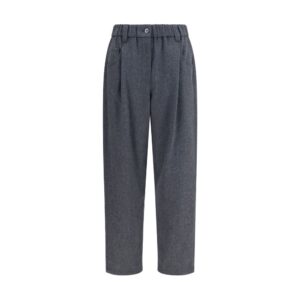 Brunello Cucinelli Gray Wool Oves Aries Casual Pants