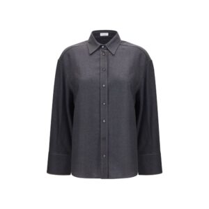 Brunello Cucinelli Gray Wool Oves Aries Dress Shirt
