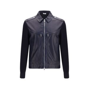 Brunello Cucinelli Blue Calf Leather Bos Taurus Leather Jacket
