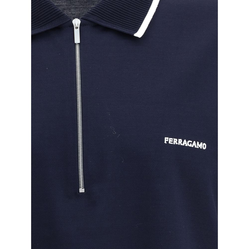 Ferragamo Blue Cotton Polo Shirt - immagine 3