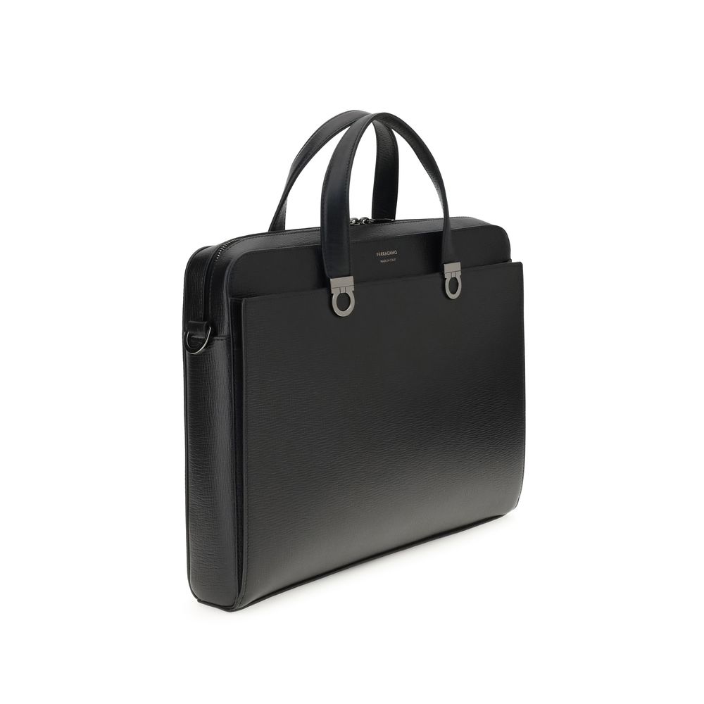 Ferragamo Black Calf Leather Bos Taurus Briefcase - immagine 2