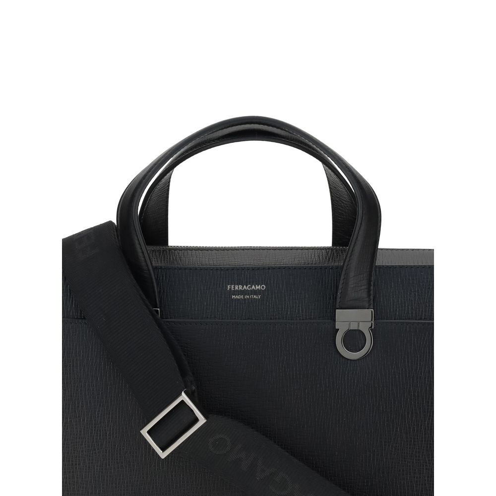 Ferragamo Black Calf Leather Bos Taurus Briefcase - immagine 4