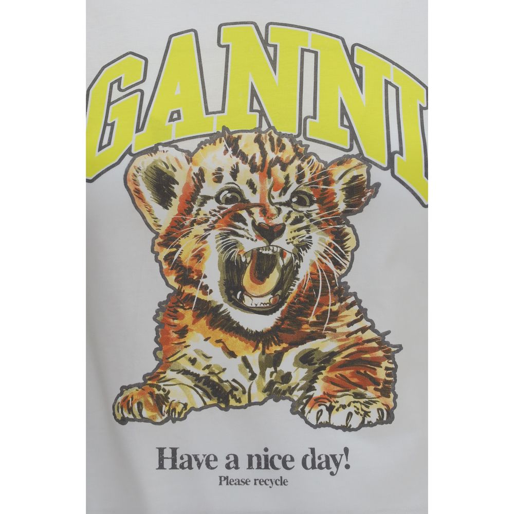 Ganni White Cotton T-Shirt - immagine 3