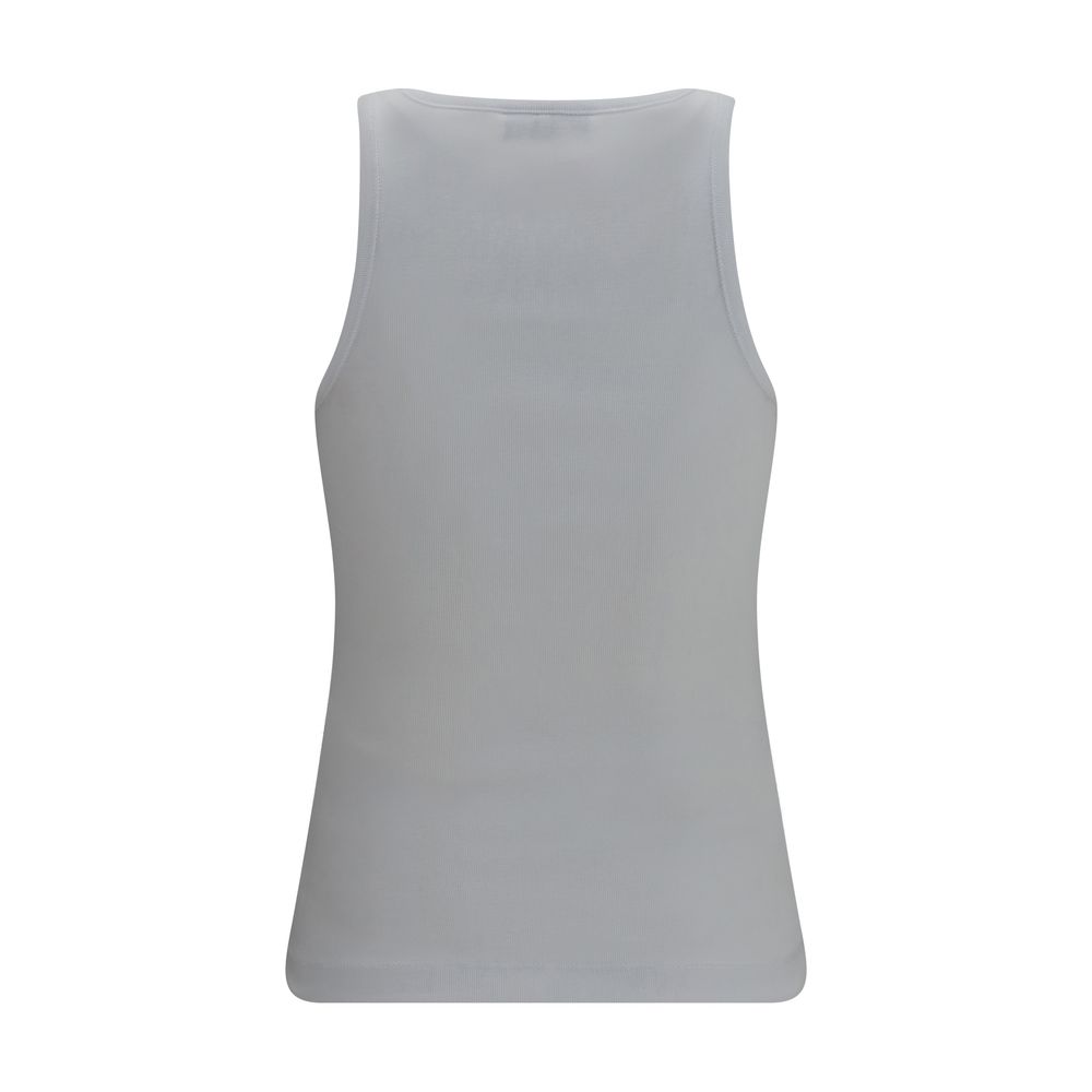 Ganni White Cotton Sleeveles T-Shirt - immagine 2