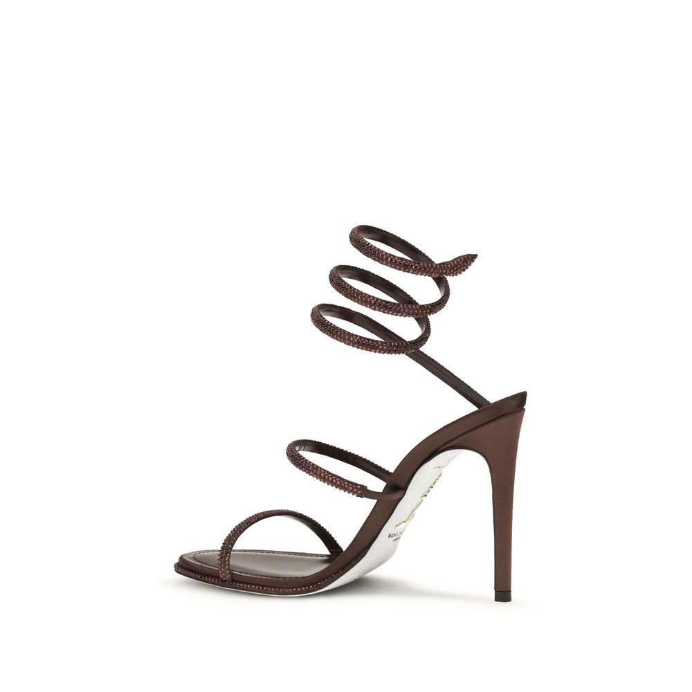 RENE CAOVILLA Brown Silk Stiletto Heel Sandals - immagine 3