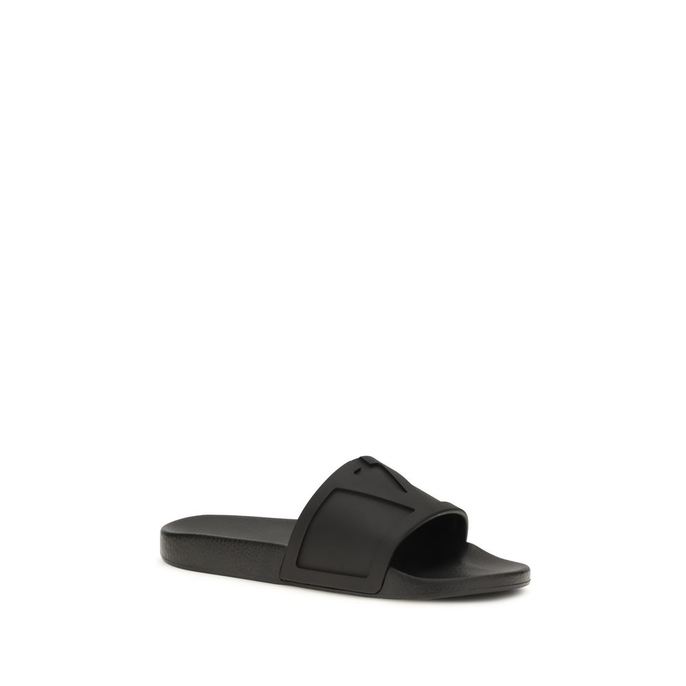 Valentino Garavani Black Rubber Flat Sandals - immagine 2