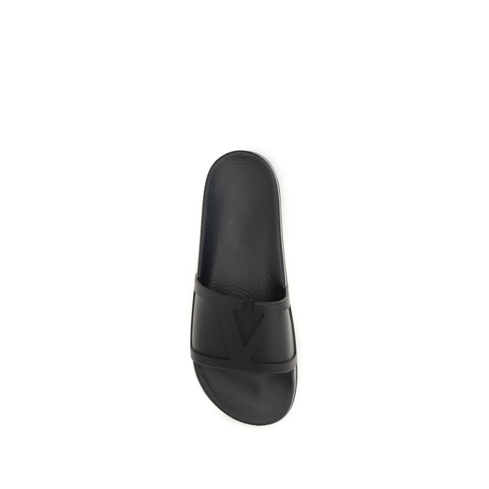 Valentino Garavani Black Rubber Flat Sandals - immagine 4