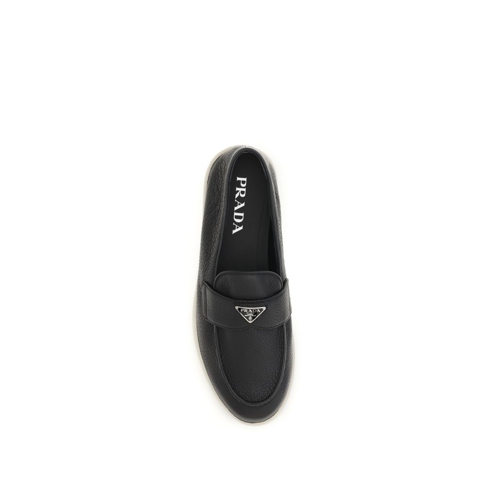 Prada Black Calf Leather Bos Taurus Slip-On Loafers - immagine 4