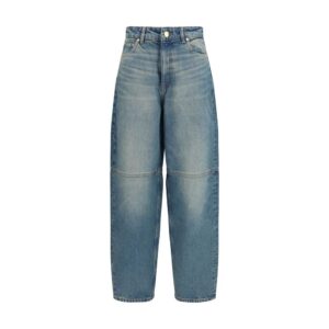 Ganni Blue Cotton Tapered Jeans