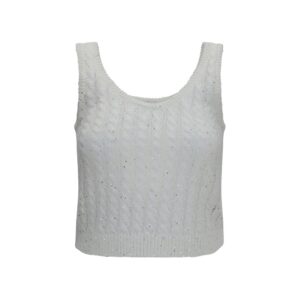 Brunello Cucinelli White Linen Tank Tops