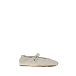 Miu Miu White Calf Leather Bos Taurus Ballet Flats