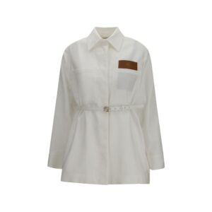 Fendi White Linen Full-Length Jacket