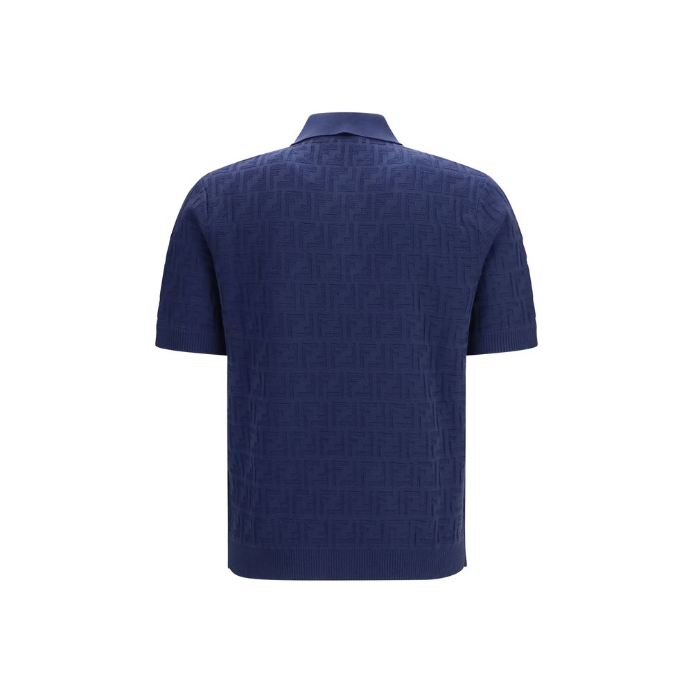 Fendi Blue Cotton Polo Shirt - immagine 2