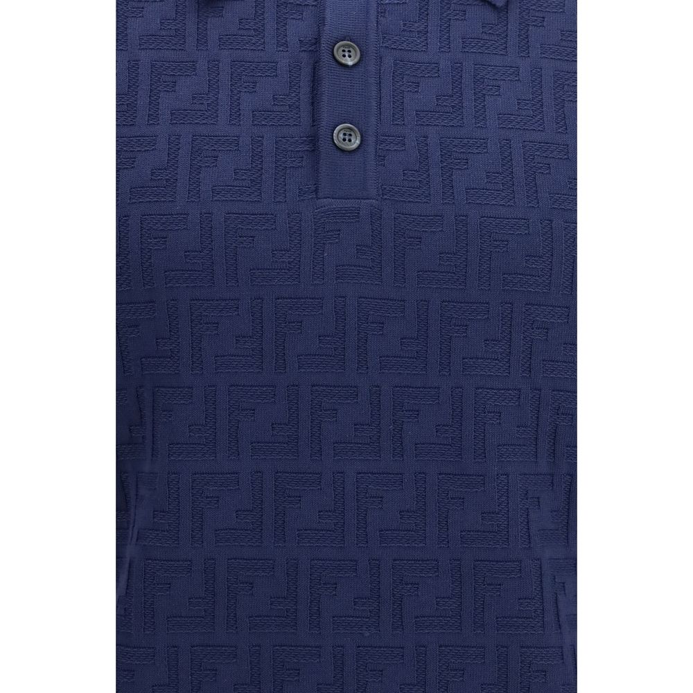 Fendi Blue Cotton Polo Shirt - immagine 3