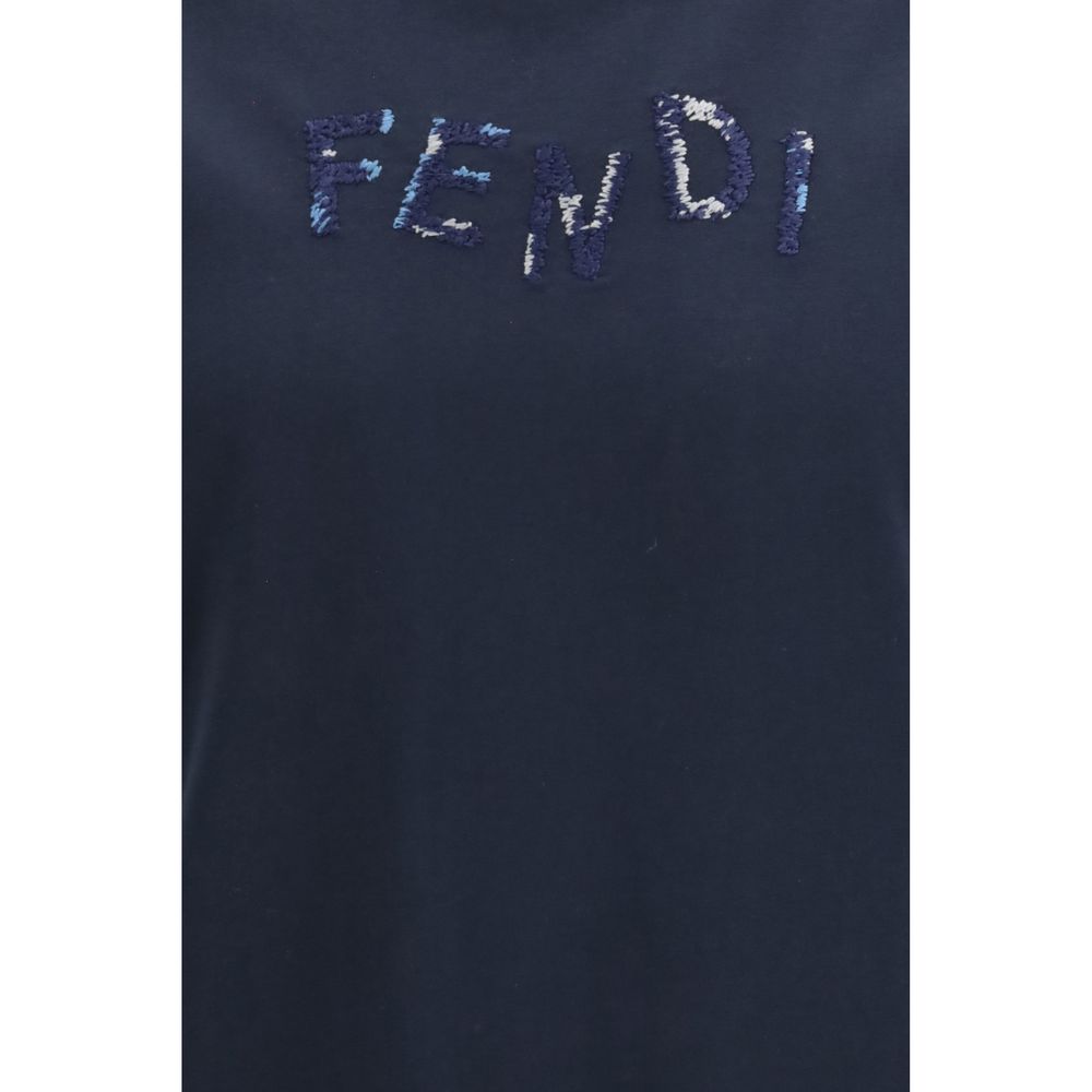 Fendi Blue Cotton T-Shirt - immagine 3