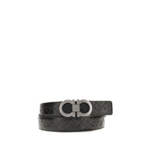 Ferragamo Black Calf Leather Bos Taurus Regular Belt