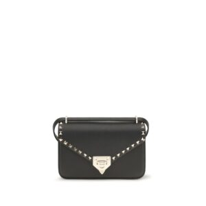 Valentino Garavani Black Calf Leather Bos Taurus Shoulder Bag
