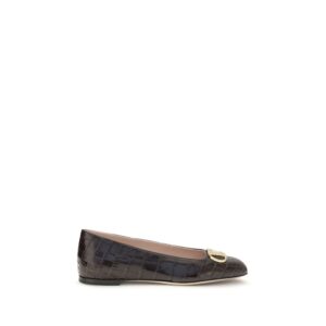 Valentino Garavani Brown Calf Leather Bos Taurus Ballet Flats