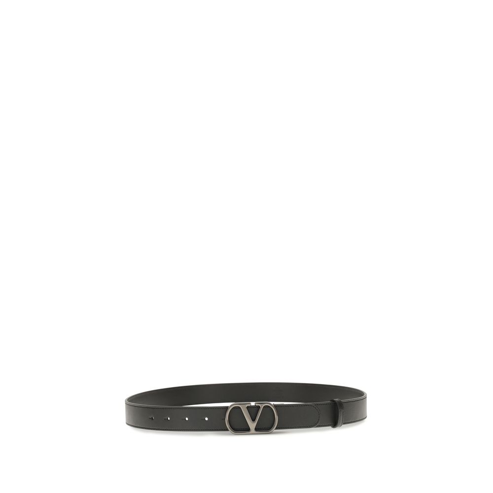 Valentino Garavani Black Calf Leather Bos Taurus Regular Belt - immagine 2