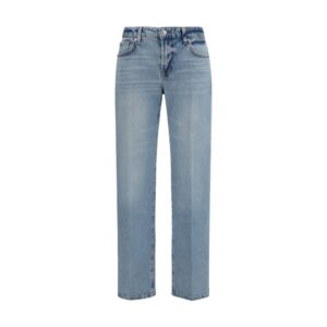 7FOR Blue Cotton Straight-Leg Jeans