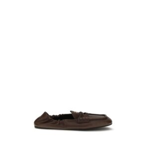 Miu Miu Brown Lamb Ovis Aries Aries Slip-On Loafers