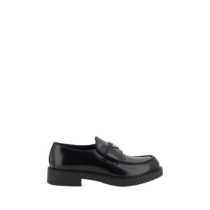Prada Black Calf Leather Bos Taurus Platform Loafers