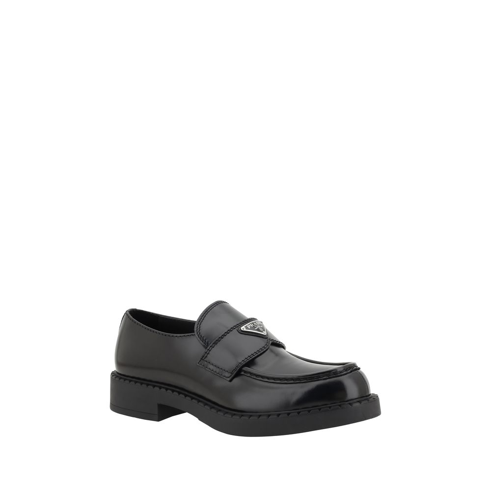 Prada Black Calf Leather Bos Taurus Platform Loafers - immagine 2