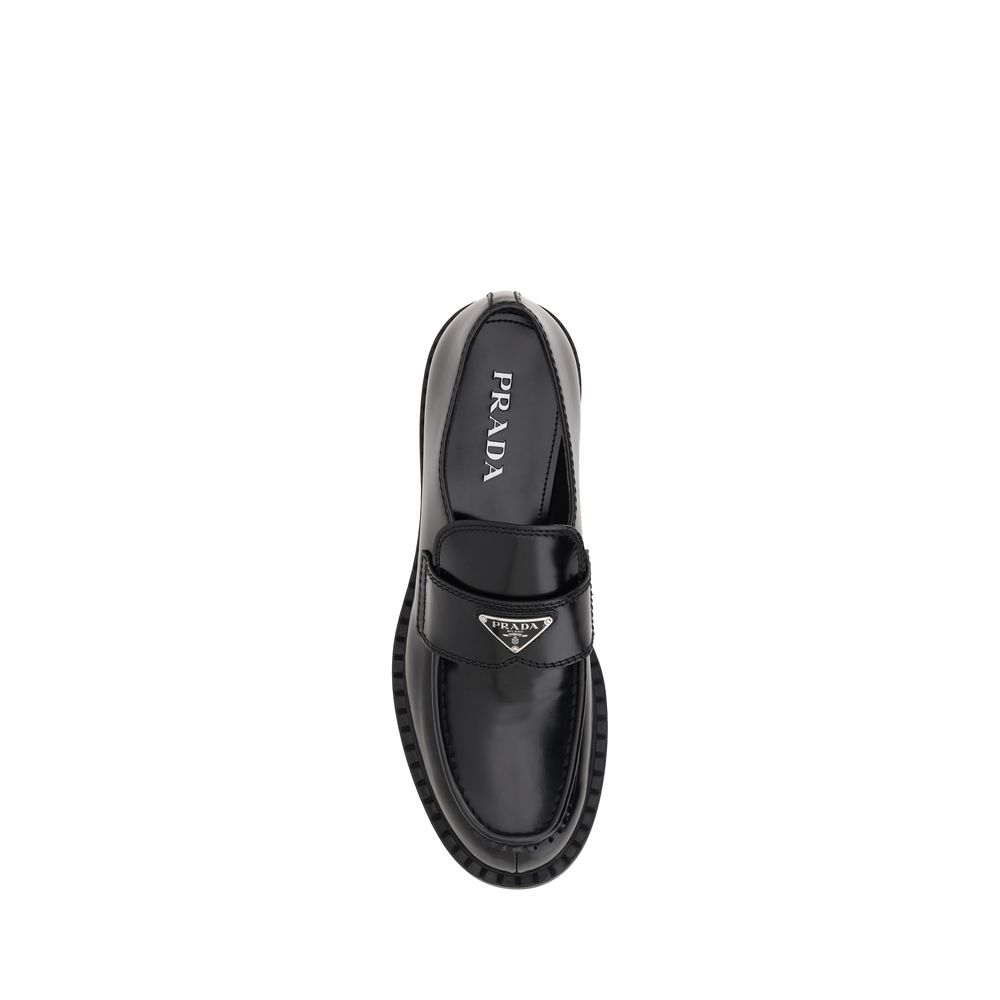 Prada Black Calf Leather Bos Taurus Platform Loafers - immagine 4