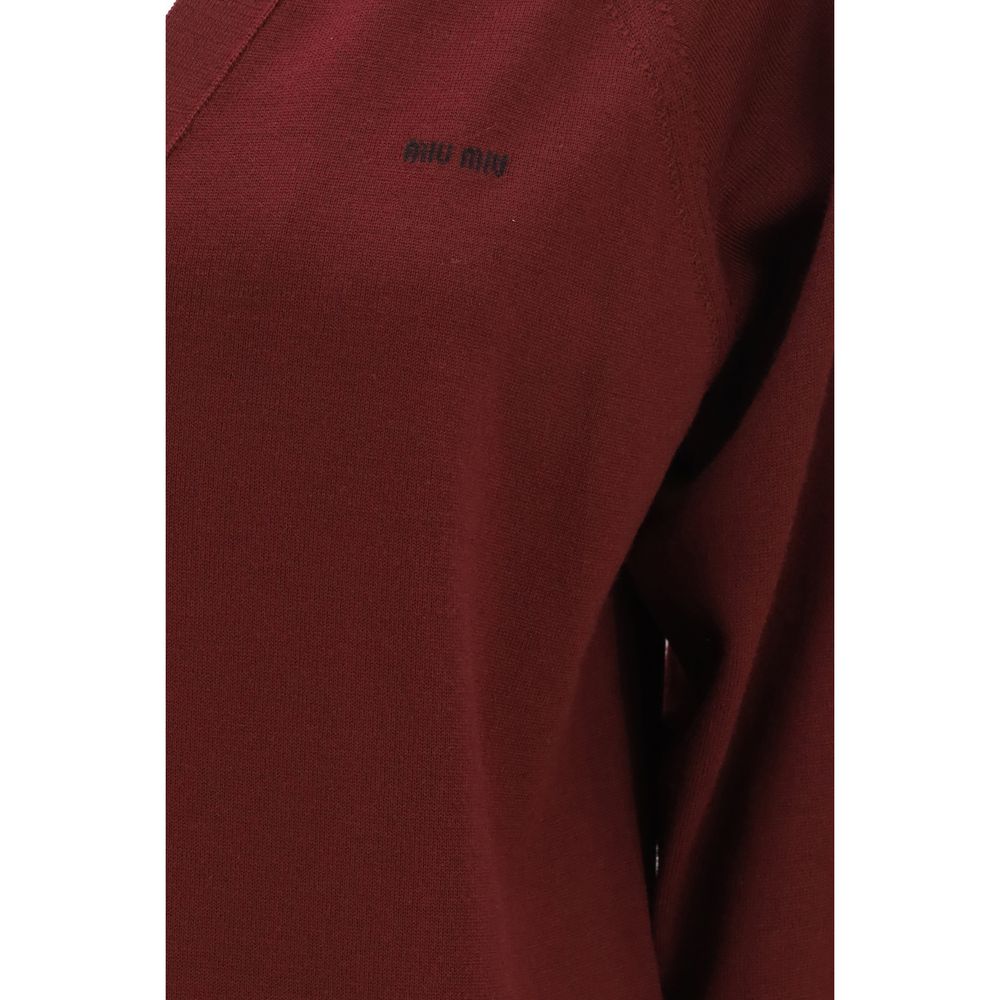 Miu Miu Bordeaux Wool Oves Aries Cardigan - immagine 3