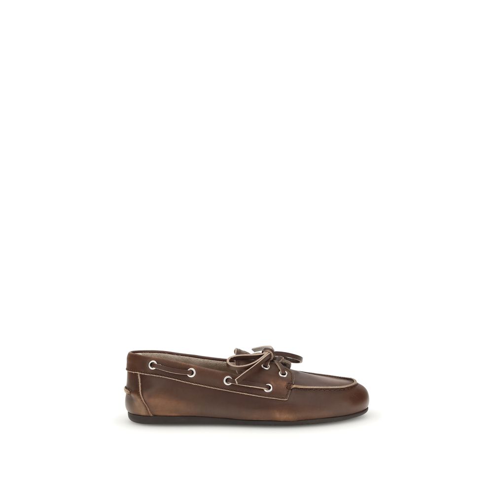 Miu Miu Brown Calf Leather Bos Taurus Slip-On Loafers - immagine 2