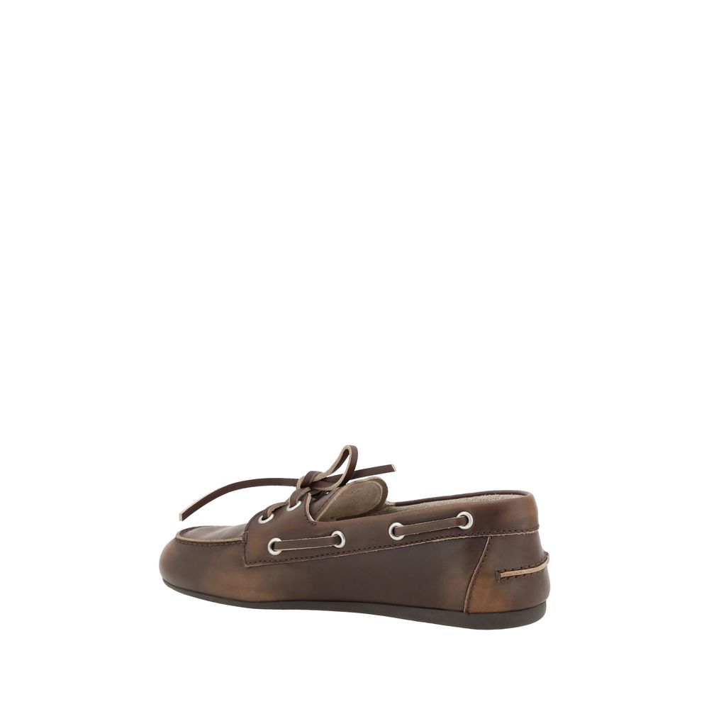 Miu Miu Brown Calf Leather Bos Taurus Slip-On Loafers - immagine 5