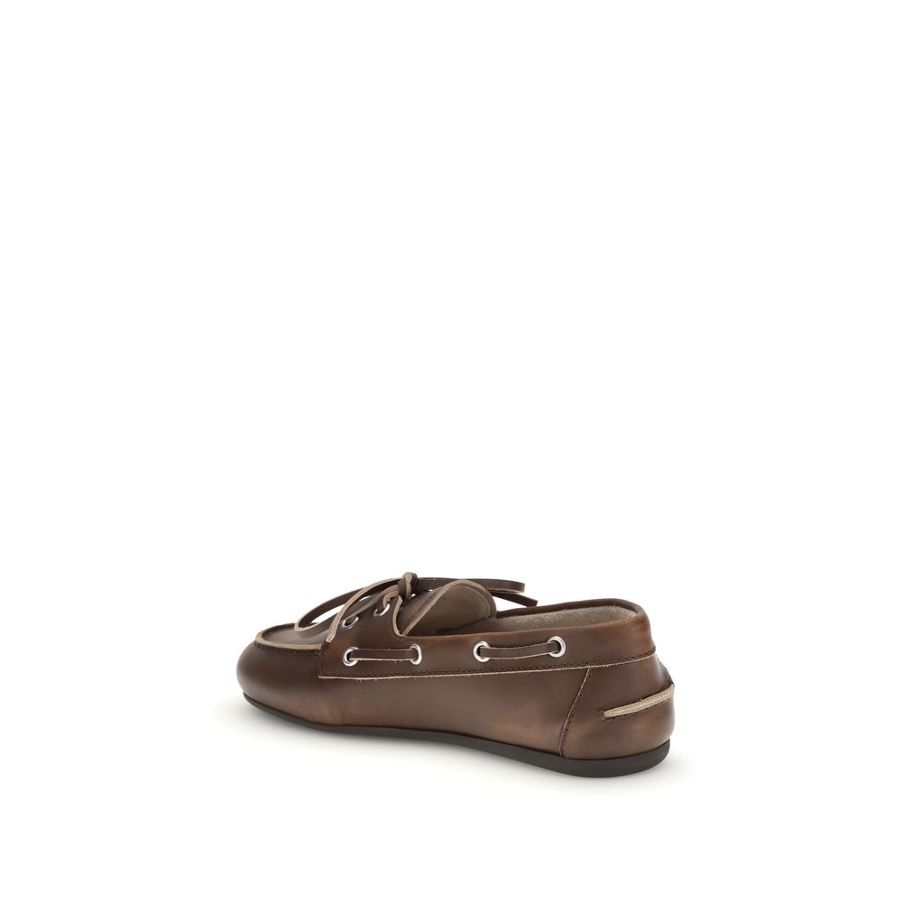 Miu Miu Brown Calf Leather Bos Taurus Slip-On Loafers - immagine 6