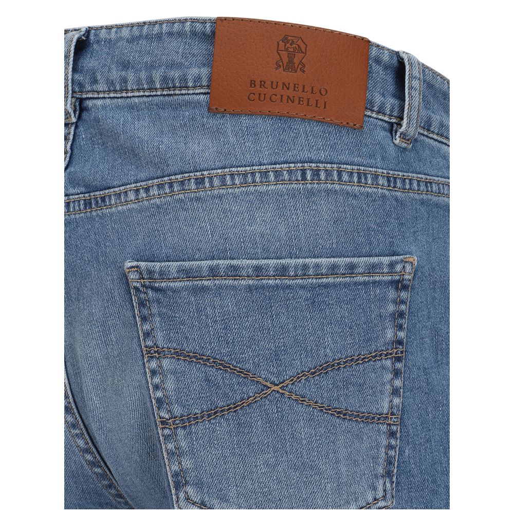 Brunello Cucinelli Blue Cotton Straight-Leg Jeans - immagine 3