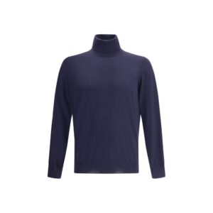 Brunello Cucinelli Blue Wool Oves Aries Turtleneck