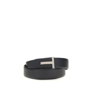 Tom Ford Black Calf Leather Bos Taurus Belt