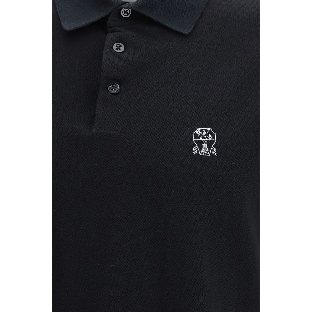 Brunello Cucinelli Black Cotton Polo Shirt - immagine 3